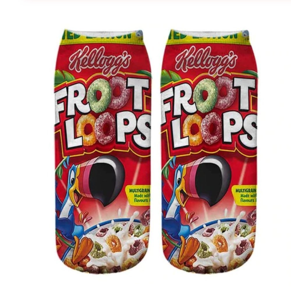 NEW funny gift FROOT LOOPS CEREAL low cut SOCKS